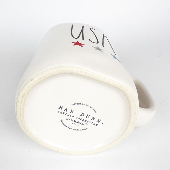 Rae Dunn “USA" Stars America 4th of July Coffee Mug Whit Blue Red Patriotic NEW - Picture 9 of 9